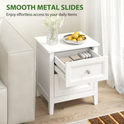 HOMCOM Nightstand with 2 Drawers Modern Bedside Table for Bedroom Living Room White - thumbnail 6