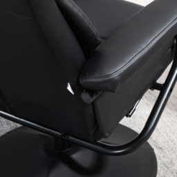 HOMCOM Swivel Recliner Chair with Footstool, PU Leather Recliner Armchair with Ottoman, Steel Base, Upholstered Reclining Chair for Living Room, Bedroom, Office, Black - thumbnail 9