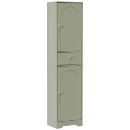 HOMCOM Tall Bathroom Cabinet with Arched Doors - Light Green - thumbnail 1