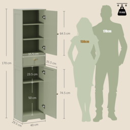 HOMCOM Tall Bathroom Cabinet with Arched Doors - Light Green - thumbnail 3