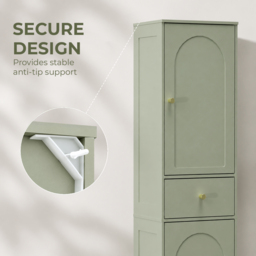 HOMCOM Tall Bathroom Cabinet with Arched Doors - Light Green - thumbnail 7