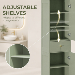 HOMCOM Tall Bathroom Cabinet with Arched Doors - Light Green - thumbnail 6