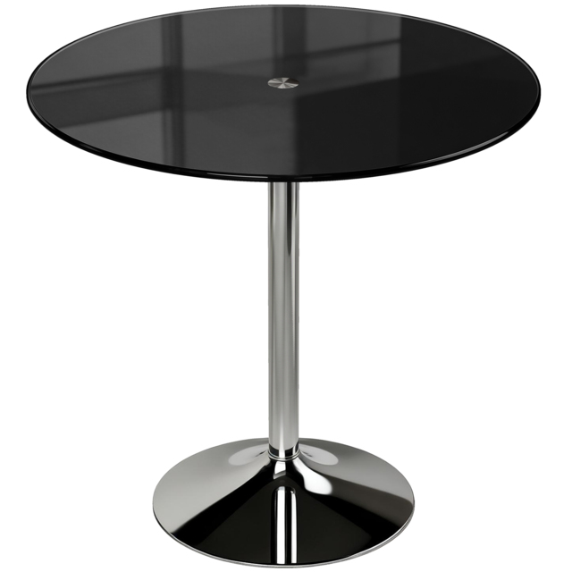 HOMCOM Round Bar Table, Modern Dining Table with Tempered Glass Top and Steel Frame for 4, 80 x 80 x 77cm, Black - image 1