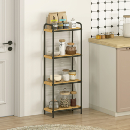 HOMCOM 4-Tier Bamboo Bathroom Storage Shelf, Freestanding Narrow Shelving Unit with Slatted Shelves for Kitchen Bathroom Living Room, 41.5 x 21.5 x 106 cm, Natural and Black - thumbnail 8