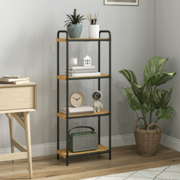 HOMCOM 4-Tier Bamboo Bathroom Storage Shelf, Freestanding Narrow Shelving Unit with Slatted Shelves for Kitchen Bathroom Living Room, 41.5 x 21.5 x 106 cm, Natural and Black - thumbnail 9