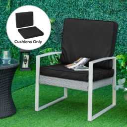 Outsunny Rattan Sofa Chair Cushion Set, 2 Piece, 1 Seat Pad and 1 Back Pillow, for Indoor and Outdoor Use, Black - Aosom UK - thumbnail 2