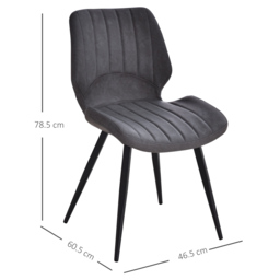 HOMCOM Set of 2 Leather Dining Chairs with Moulded Padded Seat, Steel Frame, PU Leather Upholstered Kitchen Chairs for Dining Room, Grey - Aosom UK - thumbnail 3
