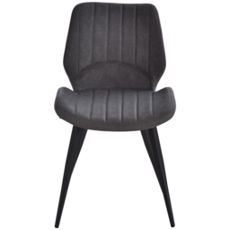 HOMCOM Set of 2 Leather Dining Chairs with Moulded Padded Seat, Steel Frame, PU Leather Upholstered Kitchen Chairs for Dining Room, Grey - Aosom UK - thumbnail 8