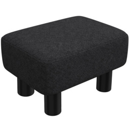 HOMCOM Linen Fabric Footstool Ottoman Cube with 4 Plastic Legs, Black
