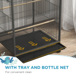 PawHut Bird Cage, Budgie Cage, with Rolling Stand, for Small Birds - Grey - Aosom UK - thumbnail 6