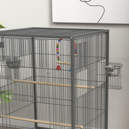 PawHut Bird Cage, Budgie Cage, with Rolling Stand, for Small Birds - Grey - Aosom UK - thumbnail 9