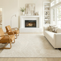 HOMCOM Modern Geometric Rug, Thick & Plush, Non-Slip, 200 x 140 cm – Cream, Living Room/Bedroom/Office - thumbnail 2