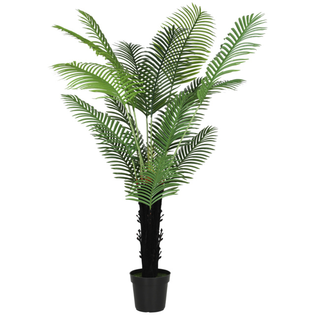 HOMCOM 175cm Artificial Areca Palm Tree with 16 PE Leaves, Decorative Artificial Plant with Plastic Pot and Flocked Soil, Fake Plant for Home Office Decor, Green - image 1