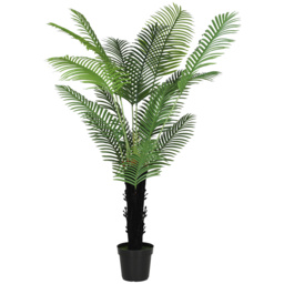 HOMCOM 175cm Artificial Areca Palm Tree with 16 PE Leaves, Decorative Artificial Plant with Plastic Pot and Flocked Soil, Fake Plant for Home Office Decor, Green - thumbnail 1