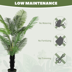 HOMCOM 175cm Artificial Areca Palm Tree with 16 PE Leaves, Decorative Artificial Plant with Plastic Pot and Flocked Soil, Fake Plant for Home Office Decor, Green - thumbnail 6
