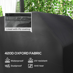 Outsunny Protective Grill Cover, 147 x 61cm, Durable Plastic Coated, Weather-Resistant, Black - thumbnail 4