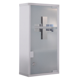 HOMCOM Lockable Medicine Cabinet: Stainless Steel Wall-Mounted Unit with 2 Shelves & Security Glass Door, 48cm Height - Aosom UK