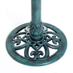 Outsunny Decorative Bird Bath: Scallop-Patterned Garden Feeder Stand, Time-Worn Green Finish - thumbnail 9