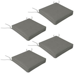 Outsunny Patio Chair Cushions, 4-Piece Seat Pillow Replacement Set with Ties, Indoor Outdoor Use, Charcoal Grey - Aosom UK