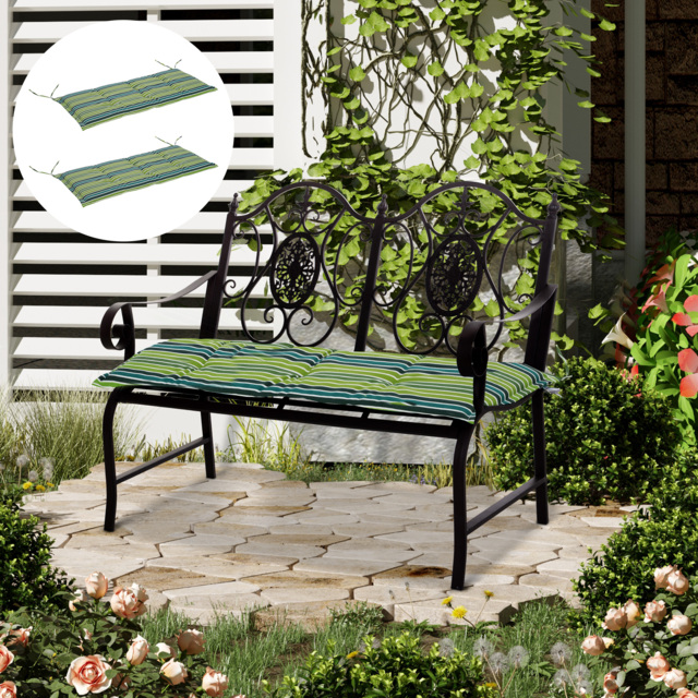 Outsunny Rattan Seating Ensemble: Striped Polyester Cushions for Alfresco Lounging, Set of 2, Verdant Hue - Aosom UK - image 1