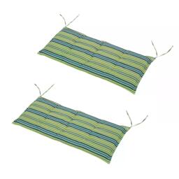 Outsunny Rattan Seating Ensemble: Striped Polyester Cushions for Alfresco Lounging, Set of 2, Verdant Hue - Aosom UK - thumbnail 2