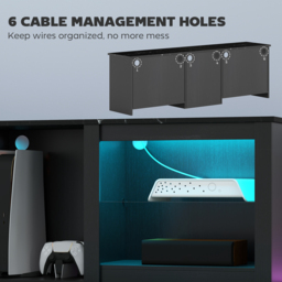 "HOMCOM 65"" TV Stand, with LED Lights and Storage - Black" - thumbnail 7