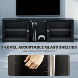 "HOMCOM 65"" TV Stand, with LED Lights and Storage - Black" - thumbnail 6