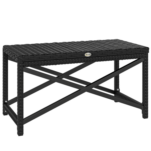 Outsunny Outdoor Coffee Table Side Table with X-Shape Frame for Patio, Balcony, Black - image 1