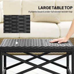 Outsunny Outdoor Coffee Table Side Table with X-Shape Frame for Patio, Balcony, Black - thumbnail 5