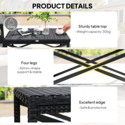 Outsunny Outdoor Coffee Table Side Table with X-Shape Frame for Patio, Balcony, Black - thumbnail 6