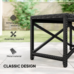 Outsunny Outdoor Coffee Table Side Table with X-Shape Frame for Patio, Balcony, Black - thumbnail 4