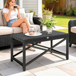 Outsunny Outdoor Coffee Table Side Table with X-Shape Frame for Patio, Balcony, Black - thumbnail 7