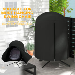 Outsunny Hanging Egg Chair Cover, Single Swing Chair Cover, Waterproof Anti-dust Furniture Protector with Zipper, 420D Oxford Fabric - thumbnail 4