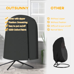 Outsunny Hanging Egg Chair Cover, Single Swing Chair Cover, Waterproof Anti-dust Furniture Protector with Zipper, 420D Oxford Fabric - thumbnail 5