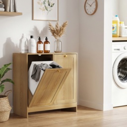Waterproof Oak Bathroom Cabinet with Towel Rack, Space-Saving Wall-Mounted Vanity for Bathroom Laundry Kitchen, 60L x 20W x 70H cm, Oak - Aosom UK - thumbnail 8