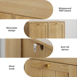 Waterproof Oak Bathroom Cabinet with Towel Rack, Space-Saving Wall-Mounted Vanity for Bathroom Laundry Kitchen, 60L x 20W x 70H cm, Oak - Aosom UK - thumbnail 6