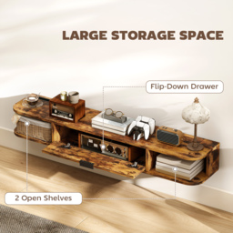 HOMCOM 120 cm Floating TV Unit for TVs up to 50 Inch - Rustic Brown - thumbnail 5