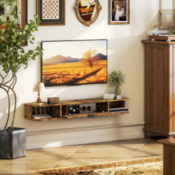 HOMCOM 120 cm Floating TV Unit for TVs up to 50 Inch - Rustic Brown - thumbnail 8