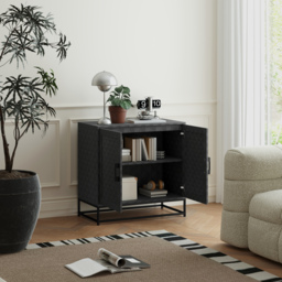 HOMCOM Modern Sideboard, Freestanding Sideboard Storage Cabinet with Adjustable Shelf and 2 Doors for Living Room, Black - thumbnail 9