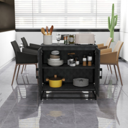 HOMCOM Modern Sideboard, Freestanding Sideboard Storage Cabinet with Adjustable Shelf and 2 Doors for Living Room, Black - thumbnail 8