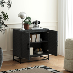 HOMCOM Modern Sideboard, Freestanding Sideboard Storage Cabinet with Adjustable Shelf and 2 Doors for Living Room, Black - thumbnail 2