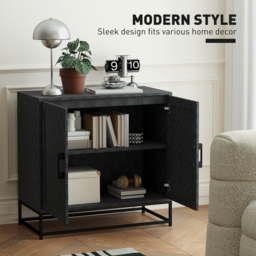 HOMCOM Modern Sideboard, Freestanding Sideboard Storage Cabinet with Adjustable Shelf and 2 Doors for Living Room, Black - thumbnail 4