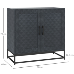 HOMCOM Modern Sideboard, Freestanding Sideboard Storage Cabinet with Adjustable Shelf and 2 Doors for Living Room, Black - thumbnail 3