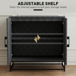 HOMCOM Modern Sideboard, Freestanding Sideboard Storage Cabinet with Adjustable Shelf and 2 Doors for Living Room, Black - thumbnail 5