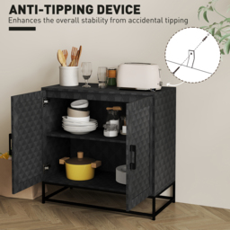 HOMCOM Modern Sideboard, Freestanding Sideboard Storage Cabinet with Adjustable Shelf and 2 Doors for Living Room, Black - thumbnail 6