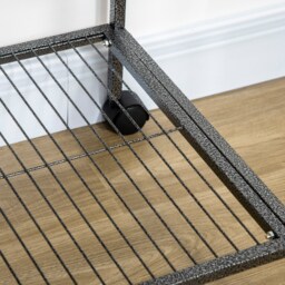 PawHut Avian Abode: Wheeled Metal Cage for Canaries & Parakeets, Wooden Perch, Feeder Tray, Jet Black - Aosom UK - thumbnail 9