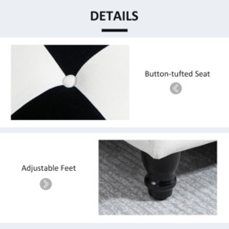 HOMCOM Ottoman Storage Box Storage Rubberwood Frame Long Ottoman Storge Velvet Storage Ottoman 114 x 47 x 47cm, White and Black - Aosom UK - thumbnail 6