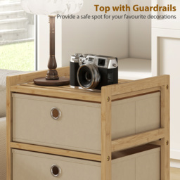 HOMCOM Chest of Drawers, 4 Fabric Drawers Narrow Dresser with Bamboo Frame, Cream White - thumbnail 5