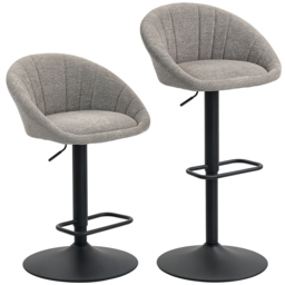 HOMCOM Set of Two Relaxed Tub Bar Stools - Grey - thumbnail 1