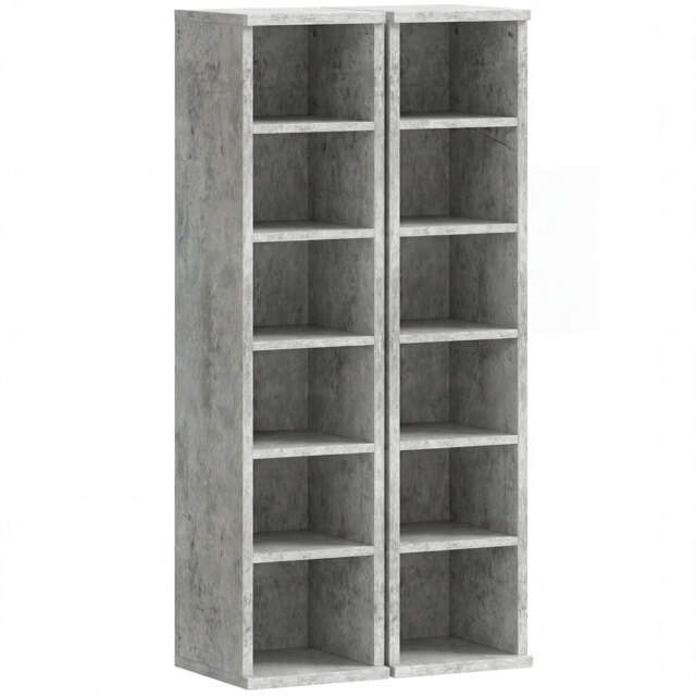 HOMCOM Set of 2 CD Media Display Shelf Unit Tower Rack with Adjustable Shelves, Grey - image 1
